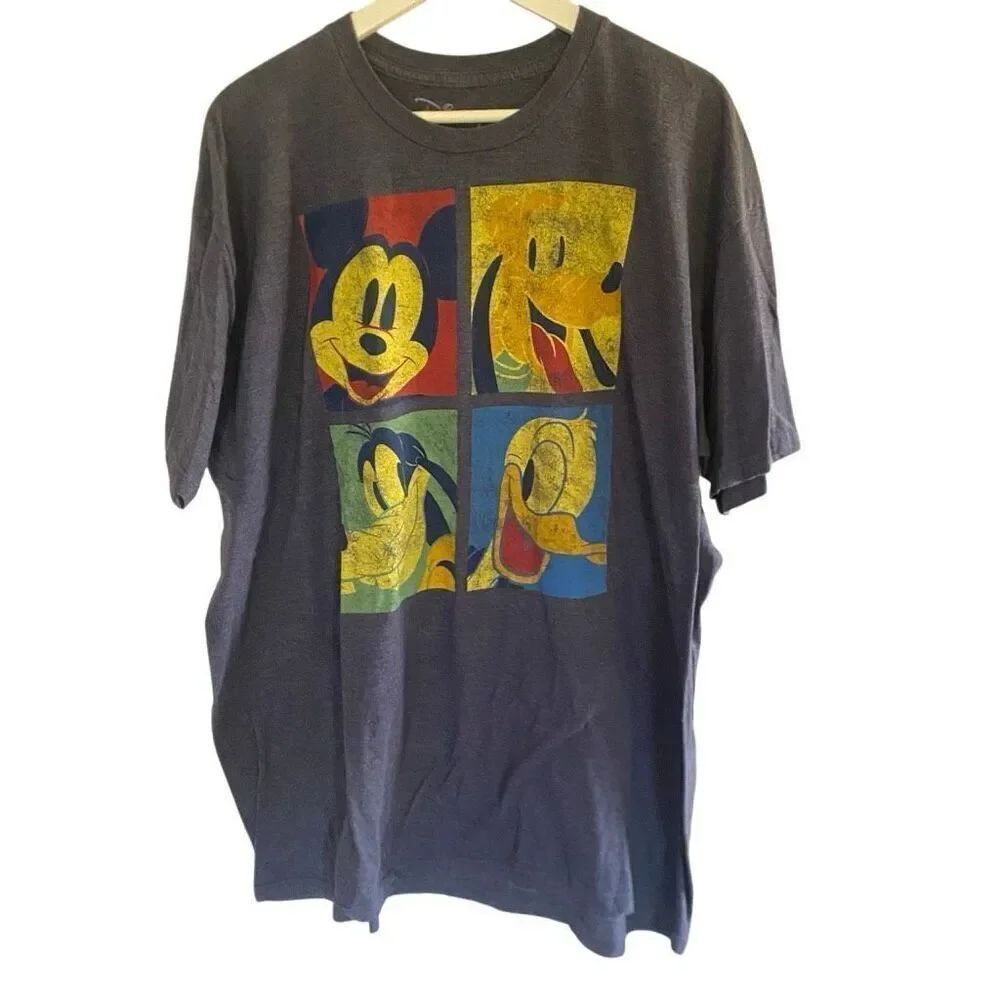 Disney 2XL short sleeve gray goofy Mickey Pluto Donald
